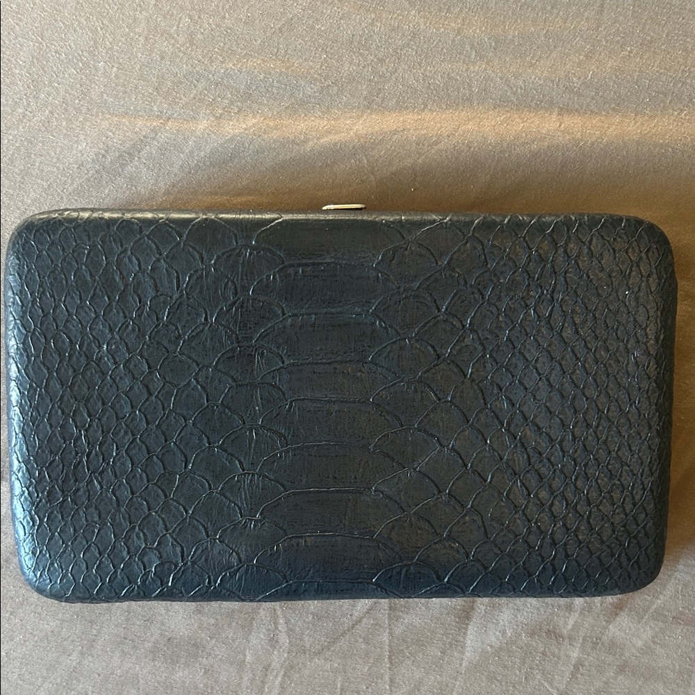 Merona Black Crocodile-Embossed Clutch